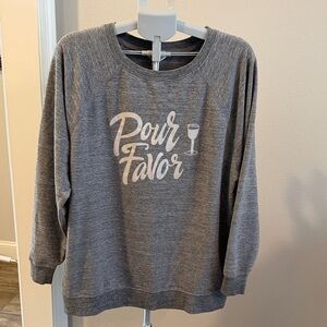 Wildfox Gray Long Sleeve Pour Favor oversized Tee